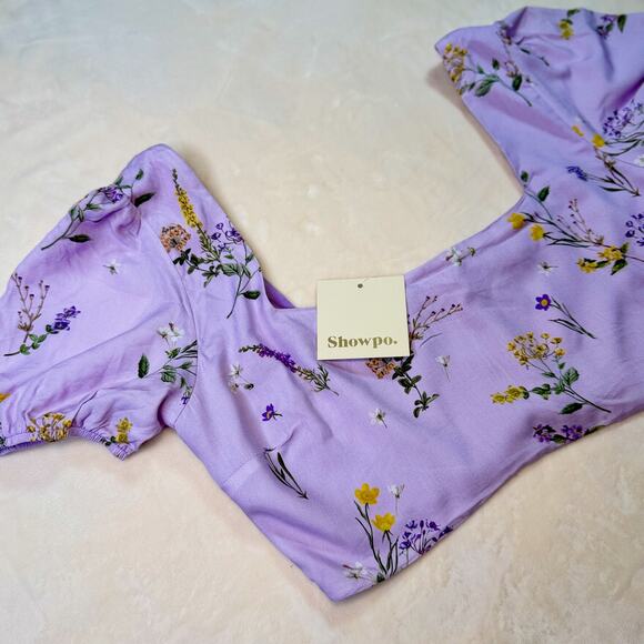 Showpo Artemis Crop Top Lavender Women’s 10 NWT Cottagecore Coquette Botanical - Picture 4 of 16